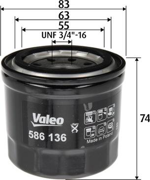 VALEO 586136 - Масляний фільтр autozip.com.ua