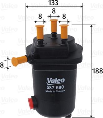 Valeo 587580 - Паливний фільтр autozip.com.ua