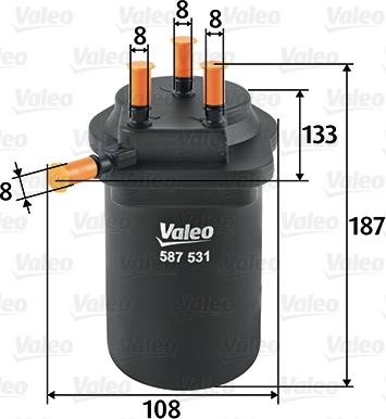 Valeo 587531 - Паливний фільтр autozip.com.ua