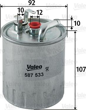 Valeo 587533 - Паливний фільтр autozip.com.ua