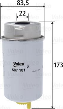 Valeo 587181 - Паливний фільтр autozip.com.ua