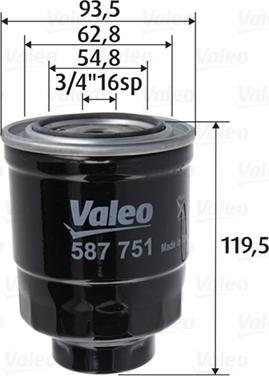 VALEO 587751 - Паливний фільтр autozip.com.ua