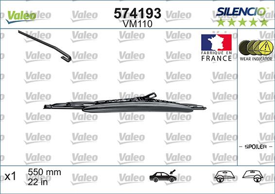 VALEO 574193 - Щітка склоочисника autozip.com.ua