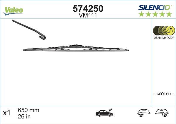 VALEO 574250 - Щітка склоочисника autozip.com.ua