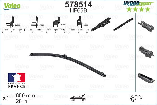 VALEO 578514 - Щітка склоочисника autozip.com.ua