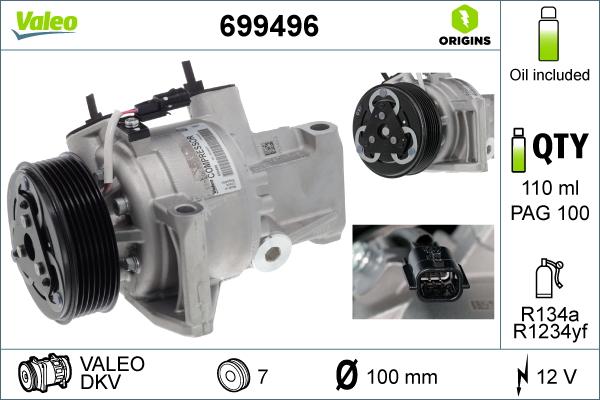 VALEO 699496 - Компресор, кондиціонер autozip.com.ua