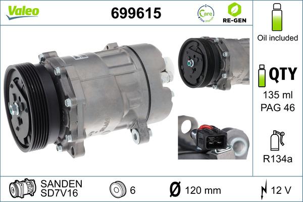 VALEO 699615 - Компресор, кондиціонер autozip.com.ua