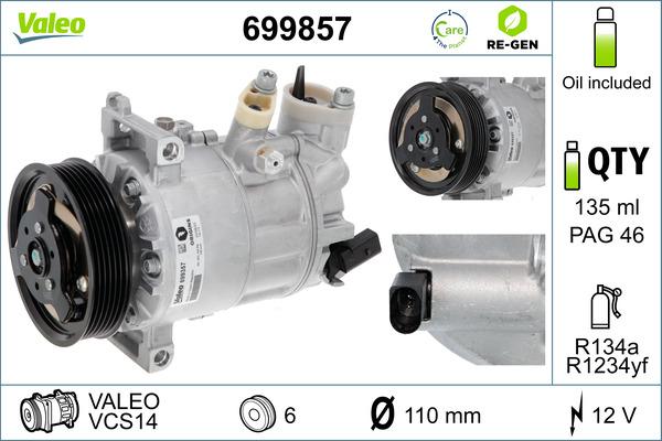 VALEO 699857 - Компресор, кондиціонер autozip.com.ua