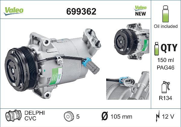 VALEO 699362 - Компресор, кондиціонер autozip.com.ua