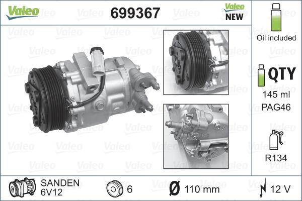 Valeo 699367 - Компресор, кондиціонер autozip.com.ua