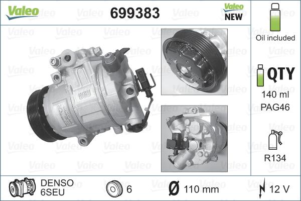 VALEO 699383 - Компресор, кондиціонер autozip.com.ua