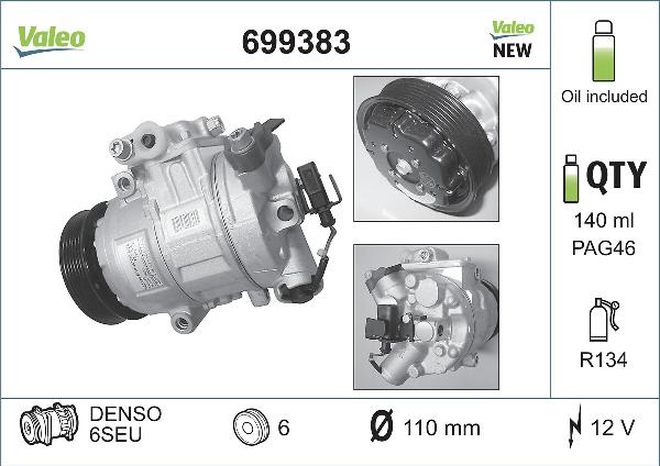 VALEO 699383 - Компресор, кондиціонер autozip.com.ua