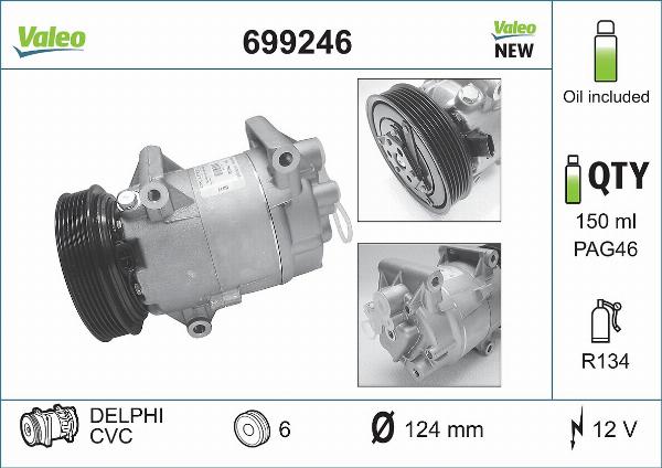 VALEO 699246 - Компресор, кондиціонер autozip.com.ua