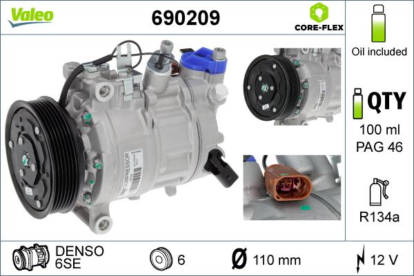 VALEO 690209 - Компресор, кондиціонер autozip.com.ua