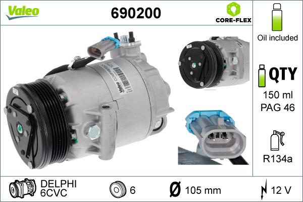 VALEO 690200 - Компресор, кондиціонер autozip.com.ua