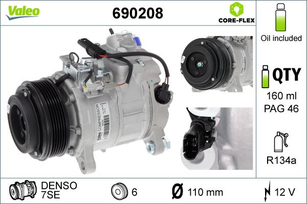 VALEO 690208 - Компресор, кондиціонер autozip.com.ua