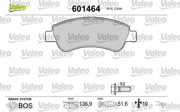 Valeo 601464 - Гальмівні колодки, дискові гальма autozip.com.ua