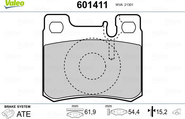 Valeo 601411 - Гальмівні колодки, дискові гальма autozip.com.ua