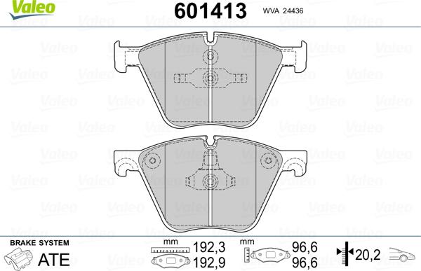 Valeo 601413 - Гальмівні колодки, дискові гальма autozip.com.ua