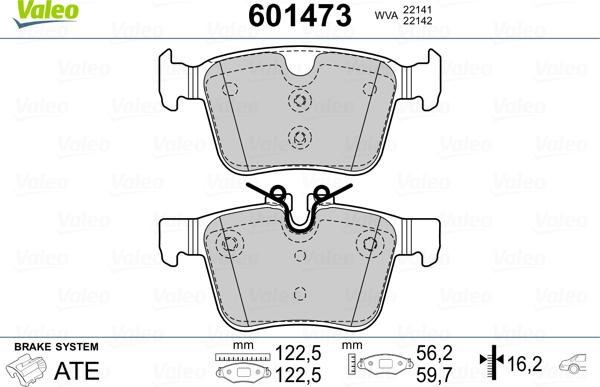 Valeo 601473 - Гальмівні колодки, дискові гальма autozip.com.ua