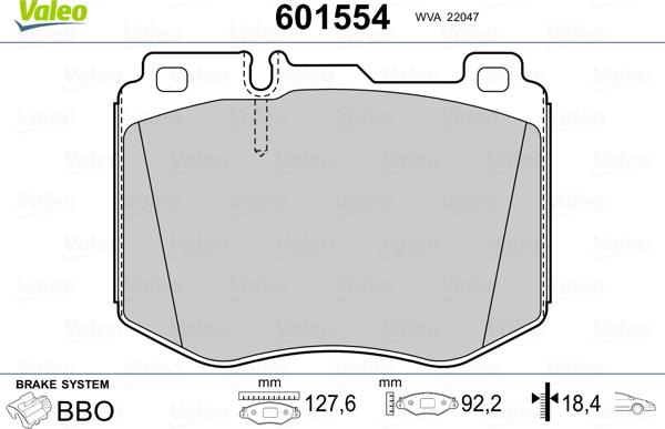 Valeo 601554 - Гальмівні колодки, дискові гальма autozip.com.ua