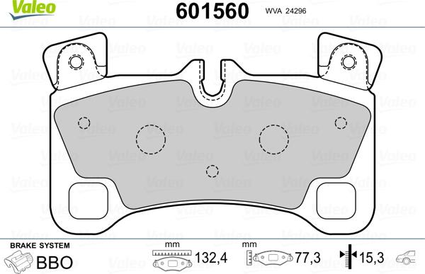 Valeo 601560 - Гальмівні колодки, дискові гальма autozip.com.ua