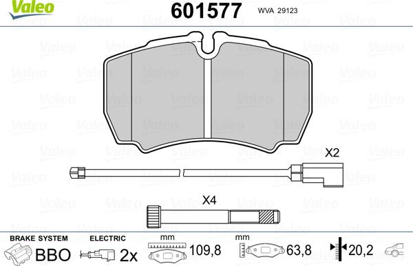 Valeo 601577 - Гальмівні колодки, дискові гальма autozip.com.ua