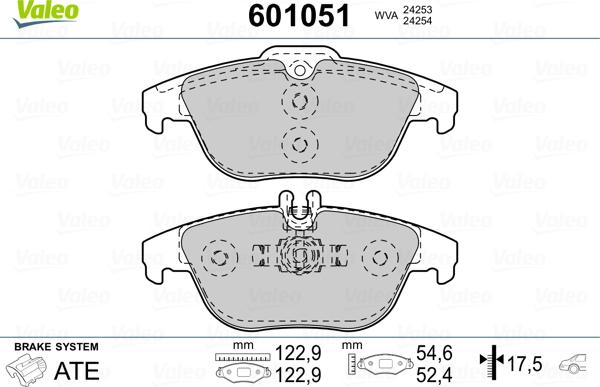 Valeo 601051 - Гальмівні колодки, дискові гальма autozip.com.ua