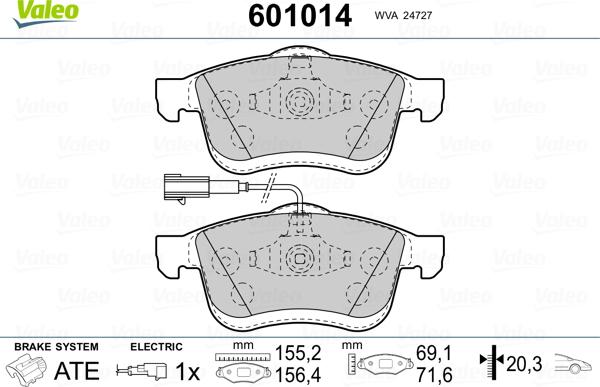 Valeo 601014 - Гальмівні колодки, дискові гальма autozip.com.ua