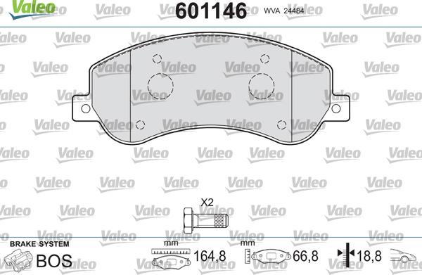 Valeo 601146 - Гальмівні колодки, дискові гальма autozip.com.ua