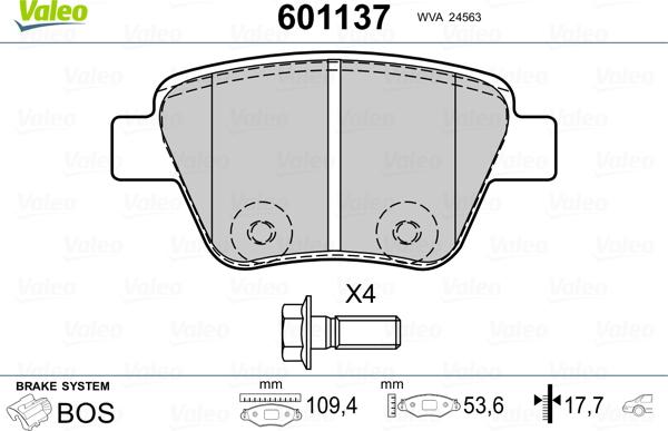 Valeo 601137 - Гальмівні колодки, дискові гальма autozip.com.ua