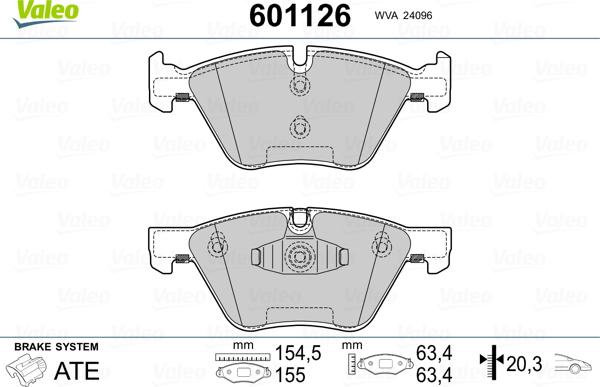 Valeo 601126 - Гальмівні колодки, дискові гальма autozip.com.ua