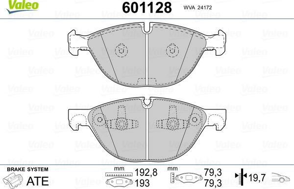 Valeo 601128 - Гальмівні колодки, дискові гальма autozip.com.ua