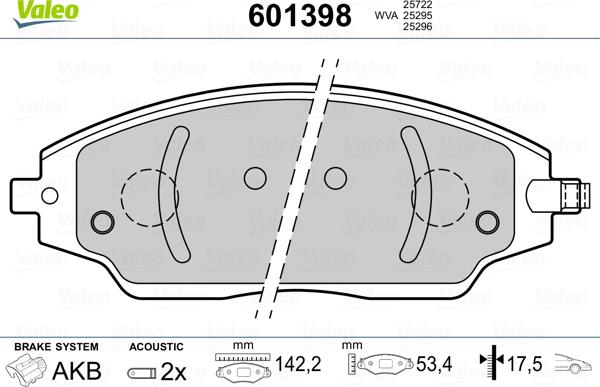 Valeo 601398 - Гальмівні колодки, дискові гальма autozip.com.ua