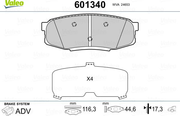 VALEO 601340 - Гальмівні колодки, дискові гальма autozip.com.ua