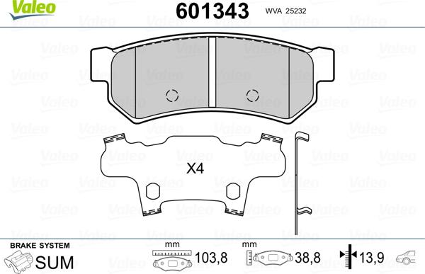 Valeo 601343 - Гальмівні колодки, дискові гальма autozip.com.ua