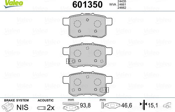 Valeo 601350 - Гальмівні колодки, дискові гальма autozip.com.ua