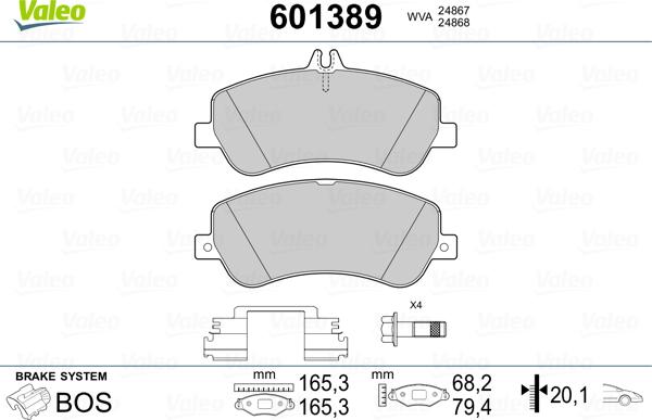 Valeo 601389 - Гальмівні колодки, дискові гальма autozip.com.ua