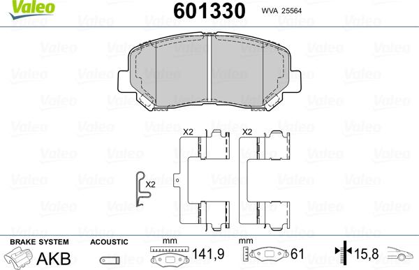 Valeo 601330 - Гальмівні колодки, дискові гальма autozip.com.ua