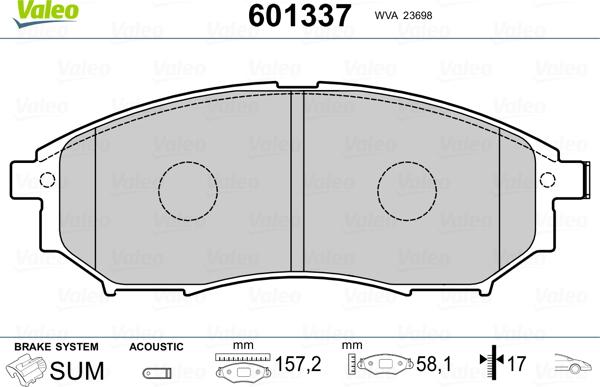 Valeo 601337 - Гальмівні колодки, дискові гальма autozip.com.ua