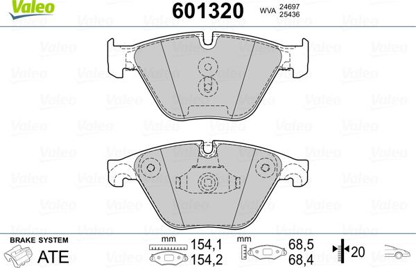 Valeo 601320 - Гальмівні колодки, дискові гальма autozip.com.ua