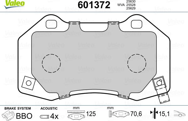 Valeo 601372 - Гальмівні колодки, дискові гальма autozip.com.ua