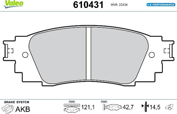 VALEO 610431 - Гальмівні колодки, дискові гальма autozip.com.ua
