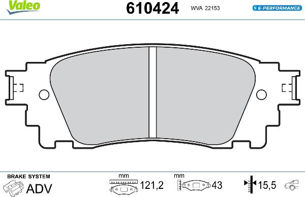 VALEO 610424 - Гальмівні колодки, дискові гальма autozip.com.ua