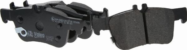 VALEO 610422 - Гальмівні колодки, дискові гальма autozip.com.ua