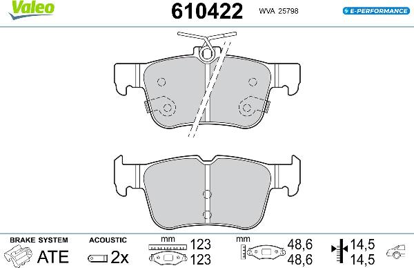 VALEO 610422 - Гальмівні колодки, дискові гальма autozip.com.ua
