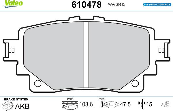 VALEO 610478 - Гальмівні колодки, дискові гальма autozip.com.ua