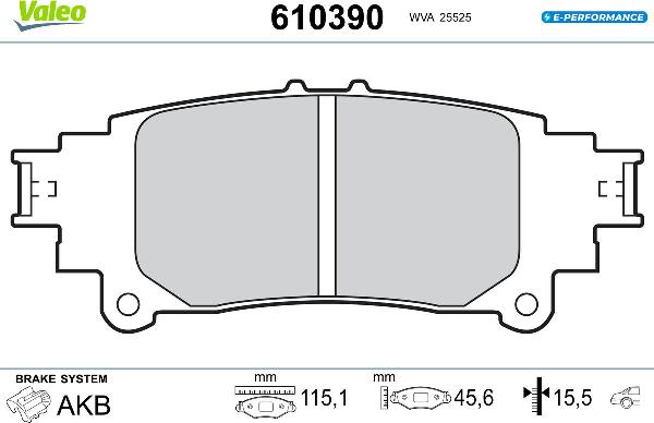 VALEO 610390 - Гальмівні колодки, дискові гальма autozip.com.ua