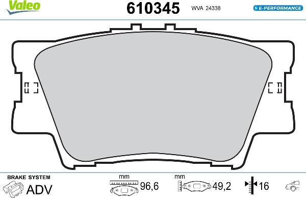 VALEO 610345 - Гальмівні колодки, дискові гальма autozip.com.ua