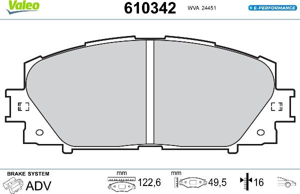 VALEO 610342 - Гальмівні колодки, дискові гальма autozip.com.ua